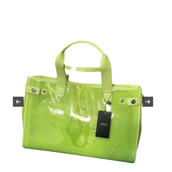 Armani Jeans Tan Mesh Tote with AJ Logo - Picture 14 of 16